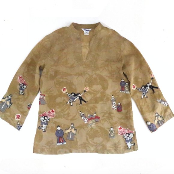 CITRON SANTA MONICA Asian print tunic top sz M - Picture 3 of 5